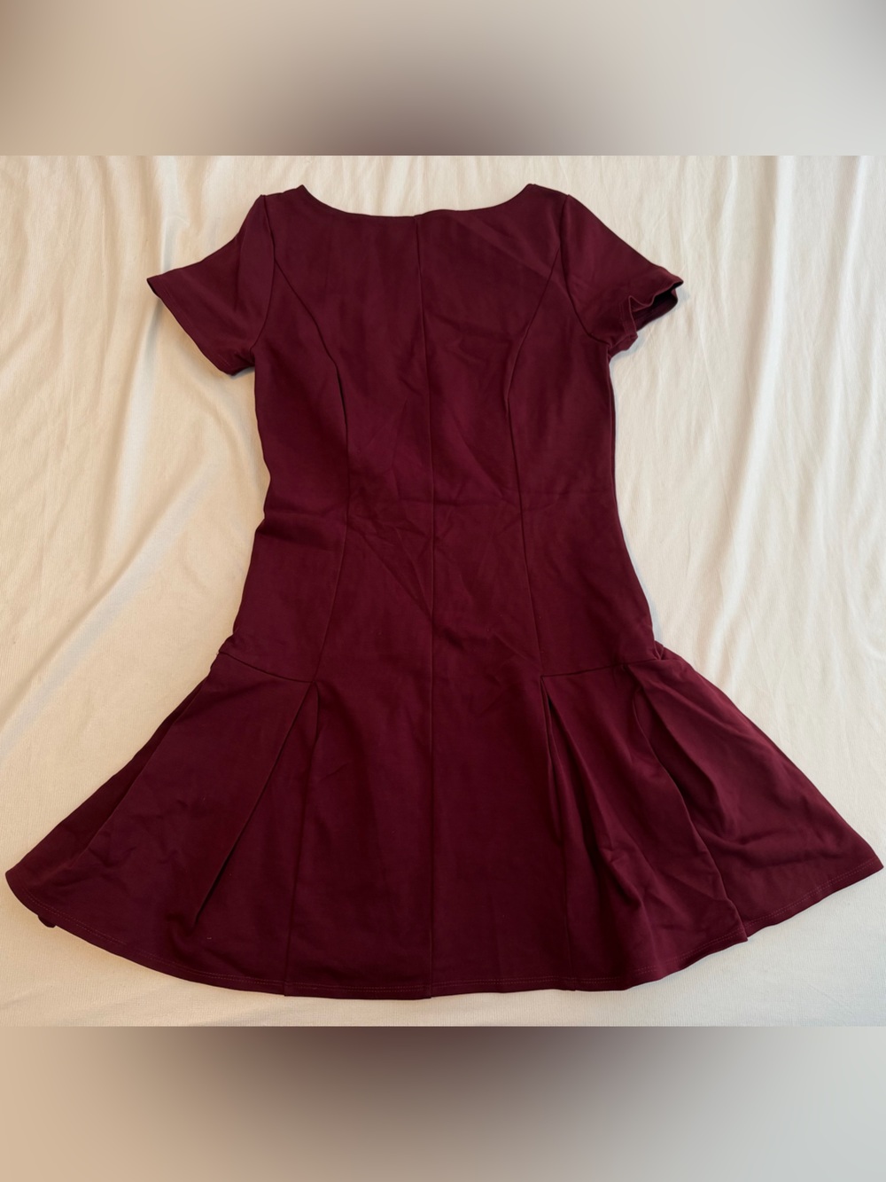 Fashion Nova Capped Sleeve Fit-and-Flare Dress Mini Dress in Burgundy